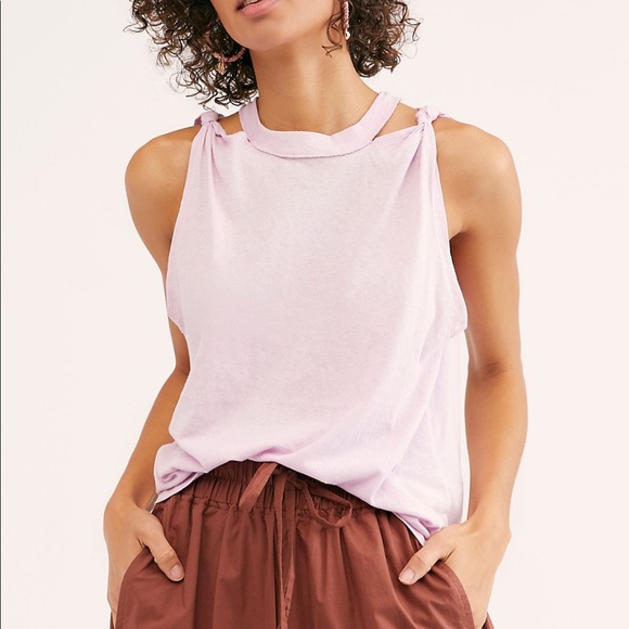 NWT Free People The Twist Cotton Tank Top Lilac S - Picture 2 of 5